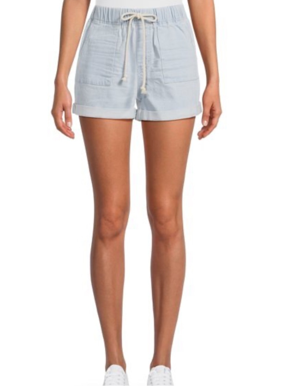 No Boundaries Light Blue Drawstring Utility Jean Shorts